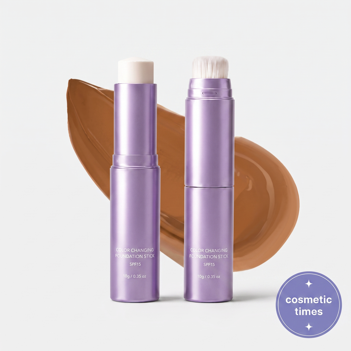 Color-Changing Foundation Stick with Built-In Brush — Medium shade