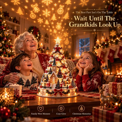 🎄 Magical Christmas Village Projection Centrepiece – 2 Festive Scenes