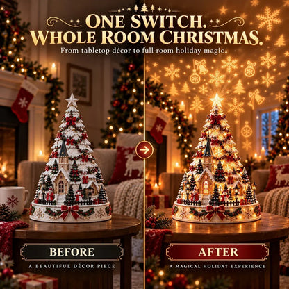 🎄 Magical Christmas Village Projection Centrepiece – 2 Festive Scenes
