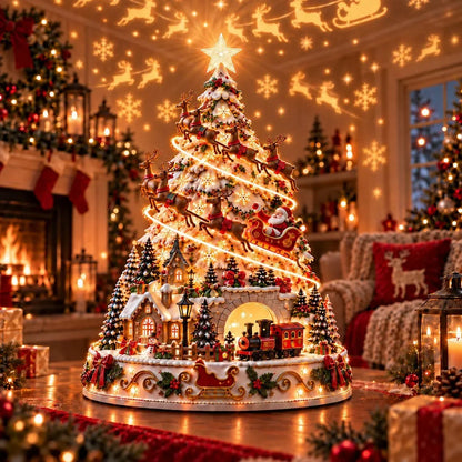 🎄 Magical Christmas Village Projection Centrepiece – 2 Festive Scenes