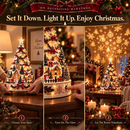 🎄 Magical Christmas Village Projection Centrepiece – 2 Festive Scenes