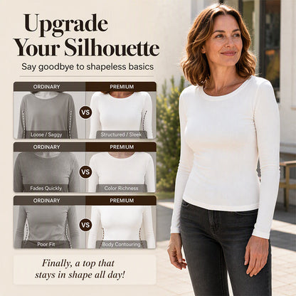 ⭐ Women's Classic Crew Neck Ribbed Knit Top