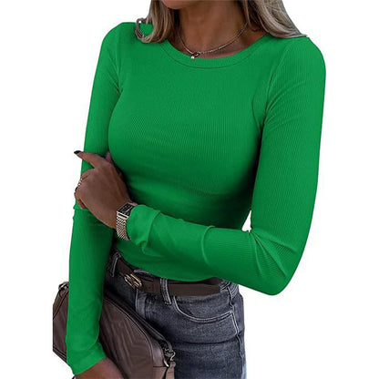 ⭐ Women's Classic Crew Neck Ribbed Knit Top