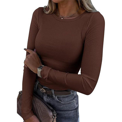 ⭐ Women's Classic Crew Neck Ribbed Knit Top